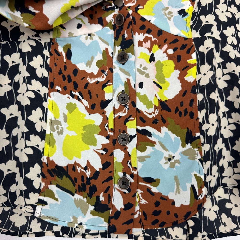 Cabi Floral Mix-Print Tie-Front Blouse - Multicolor XS - Picture 4 of 8